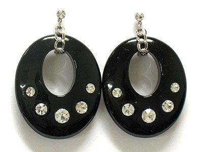 Acryl oval earring with crystal