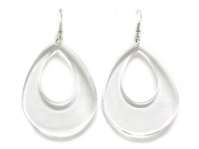 Clear lucite tear drop earring - nude fashion trend