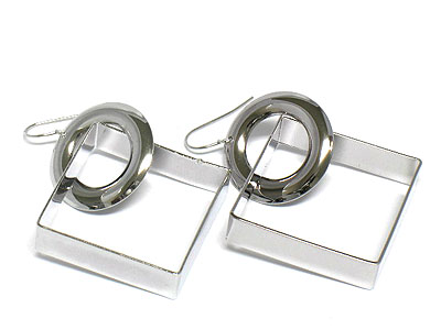 Metal square drop earring