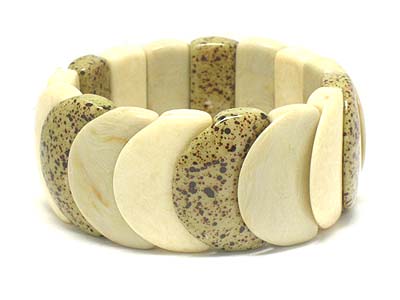 Stone and shell linked stretch bracelet