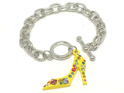 High heel shoe charm toggle bracelet