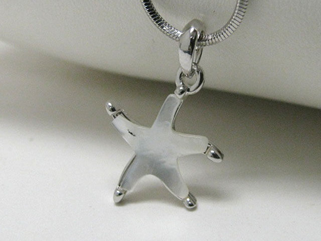 Made in korea whitegold plating mother of pearl starfish pendant necklace