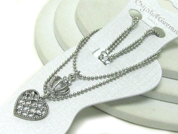 Crystal deco heart and crown anklet