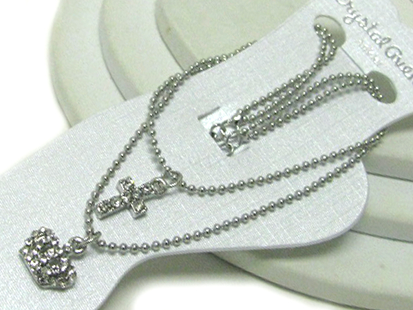 Crystal deco crown and cross anklet