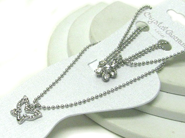 Crystal deco butterfly and flower anklet