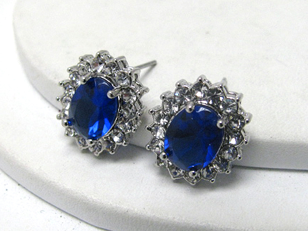 Crystal and glass oval shape earring