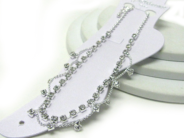 Rhinestone and metal ball anklet