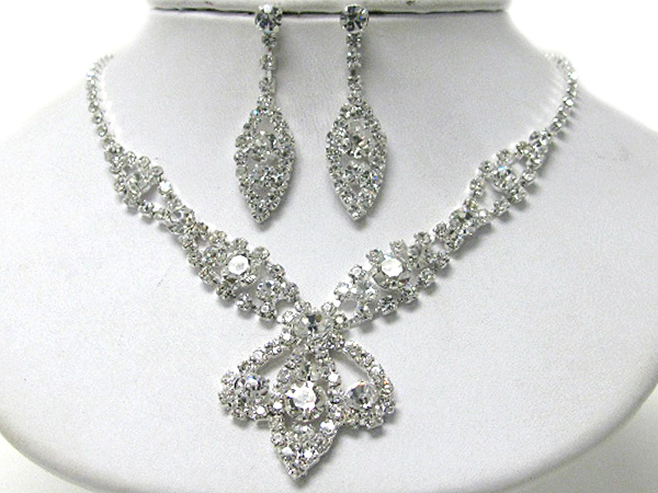 Rhinestone party necklace earring set