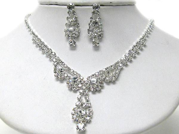 Rhinestone party necklace earring set