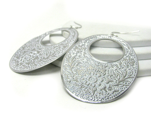 Filigree metal epoxy large hoop earring - hoops