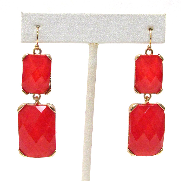 Double facet square acrylic stone drop earring