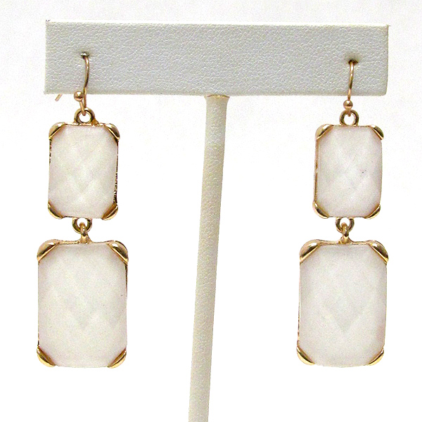 Double facet square acrylic stone drop earring