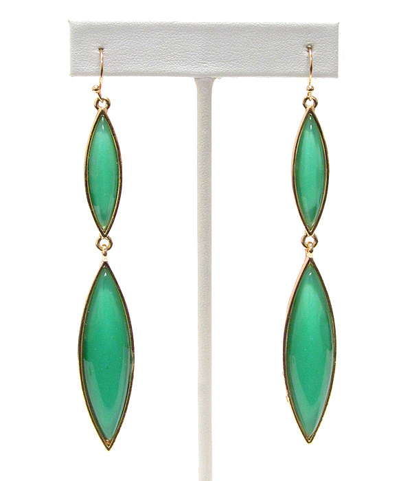 Metal textered with two glass arrowwhead stone drop earring