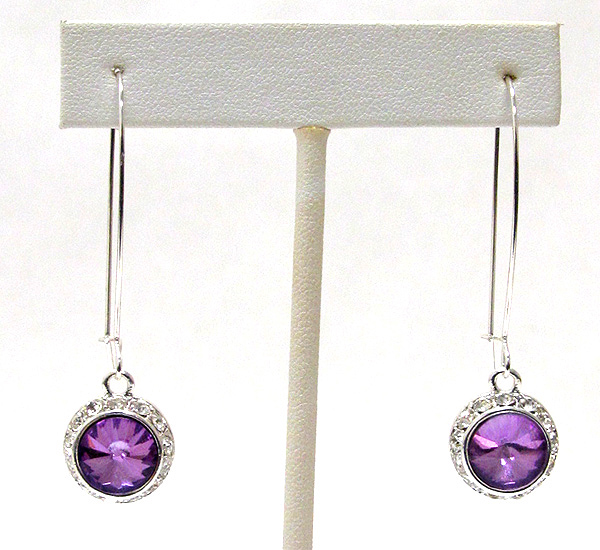 Facet glass and crystal deco drop earring 