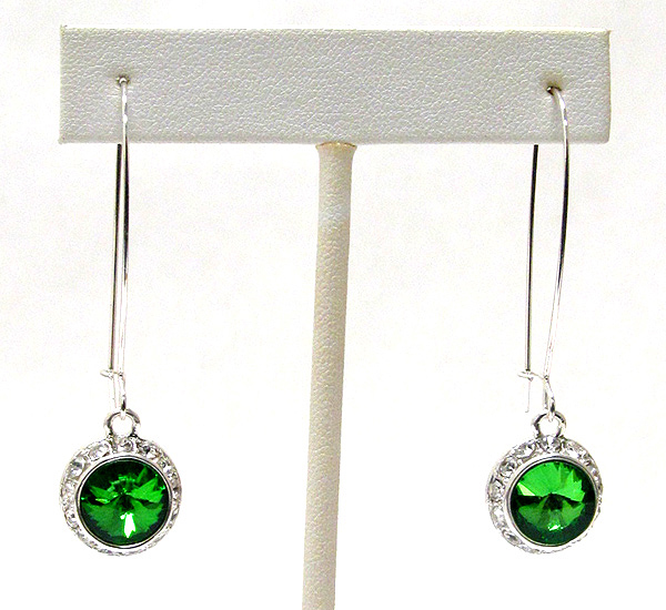 Facet glass and crystal deco drop earring 