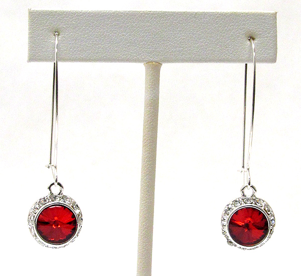 Facet glass and crystal deco drop earring 