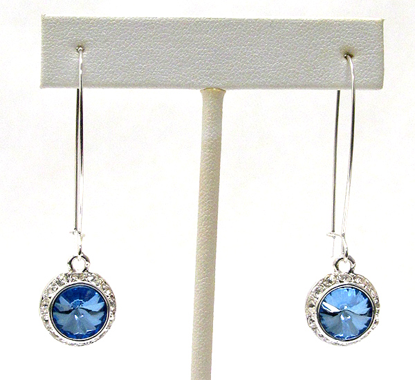 Facet glass and crystal deco drop earring 