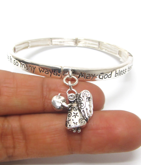 Angel blessing theme message stretch bracelet