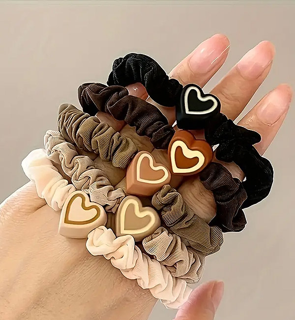 10pcs new coffee color love pendent hair tie elastic rubber hair bands