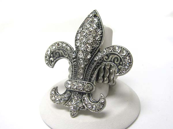 Crystal deco fleur de lis stretch ring