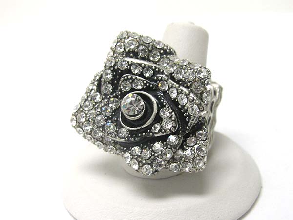 Crystal stud  metal flower stretch ring