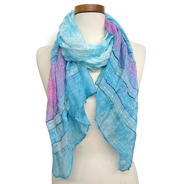 100% polyester spring fashion tie dye wave scarf