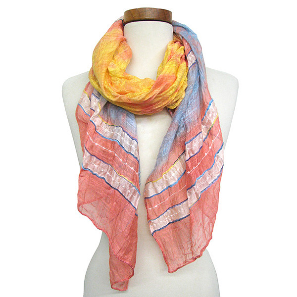 100% polyester spring fashion tie dye wave scarf