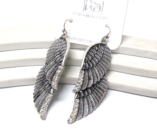 Crystal double stud angel wing earring