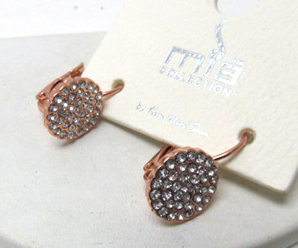 Crystal metal round fashion stud earring