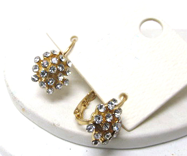 Crystal metal flower fashion stud earring