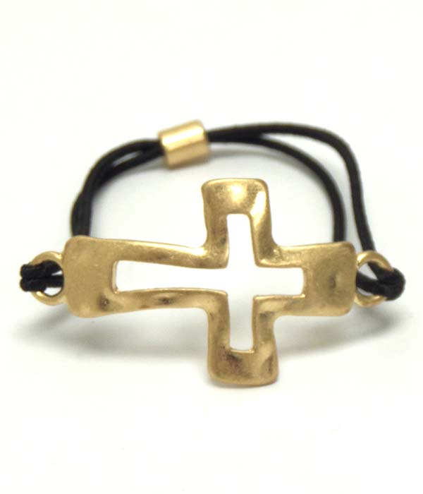 Hammered cross stretch bracelet or ponytail