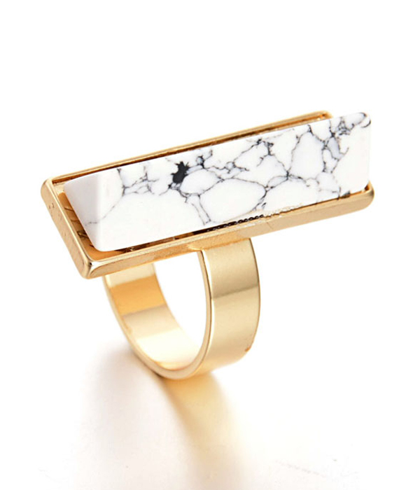 Geometric marble stick cocktail ring