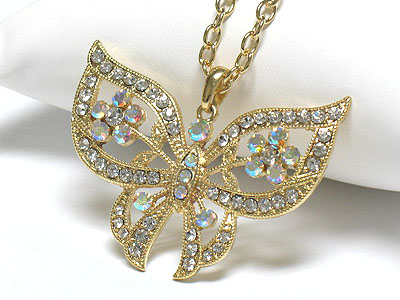 Crystal butterfly pendant necklace