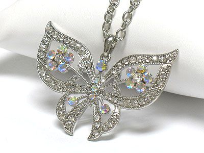 Crystal butterfly pendant necklace