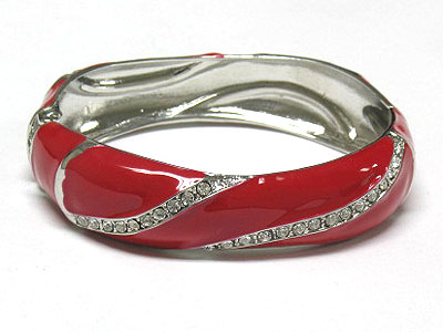 Crystal deco enamel metal hinge bangle