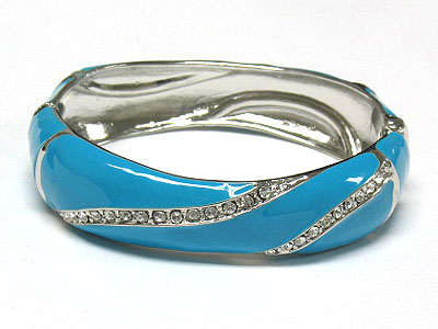 Crystal deco enamel metal hinge bangle