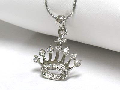 Crystal crown pendant necklace