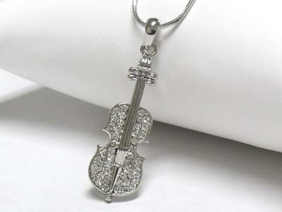 Crystal violin pendant necklace