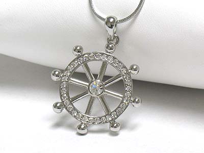 Crystal wheel pendant necklace