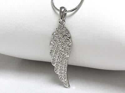 Crystal angel wing pendant necklace