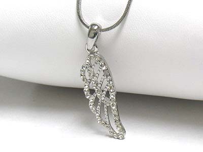 Crystal angel wing pendant necklace