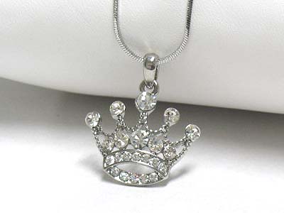 Crystal crown pendant necklace