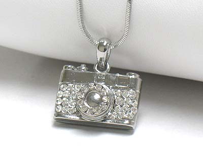 Crystal camera pendant necklace