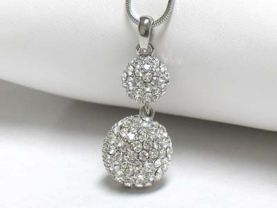 Crystal dual ball drop pendant necklace