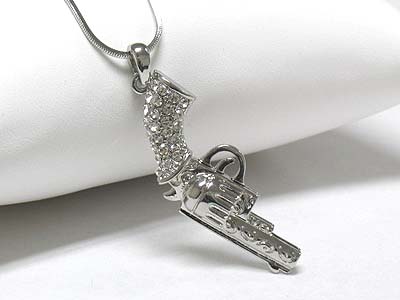 Crystal gun pendant necklace