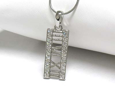 Crystal roman number pendant necklace