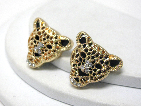 Crystal deco leopard earring