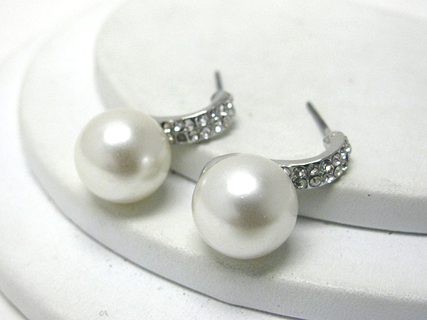 Crystal deco and pearl end earring