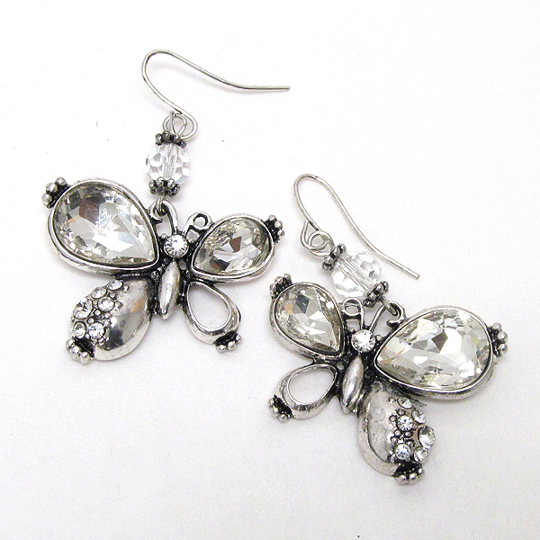 Crystal and glass butterfly earring