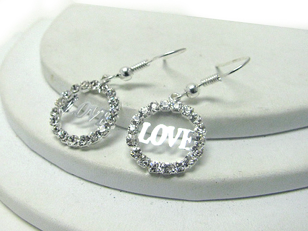 Crystal round love theme earring